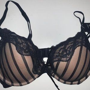 Heidi by Heidi Klum Mesh with Lace Demi Bra - Size 34C - Black/Toasted Almond